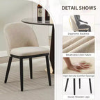 Acekool Lot de 2 chaises de salle à manger rembourrées, chaises d'appoint de cuisine modernes en tissu avec coussin, pieds en bois, dossier incurvé