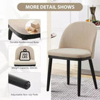 Acekool Lot de 2 chaises de salle à manger rembourrées, chaises d'appoint de cuisine modernes en tissu avec coussin, pieds en bois, dossier incurvé
