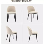 Acekool Lot de 2 chaises de salle à manger rembourrées, chaises d'appoint de cuisine modernes en tissu avec coussin, pieds en bois, dossier incurvé