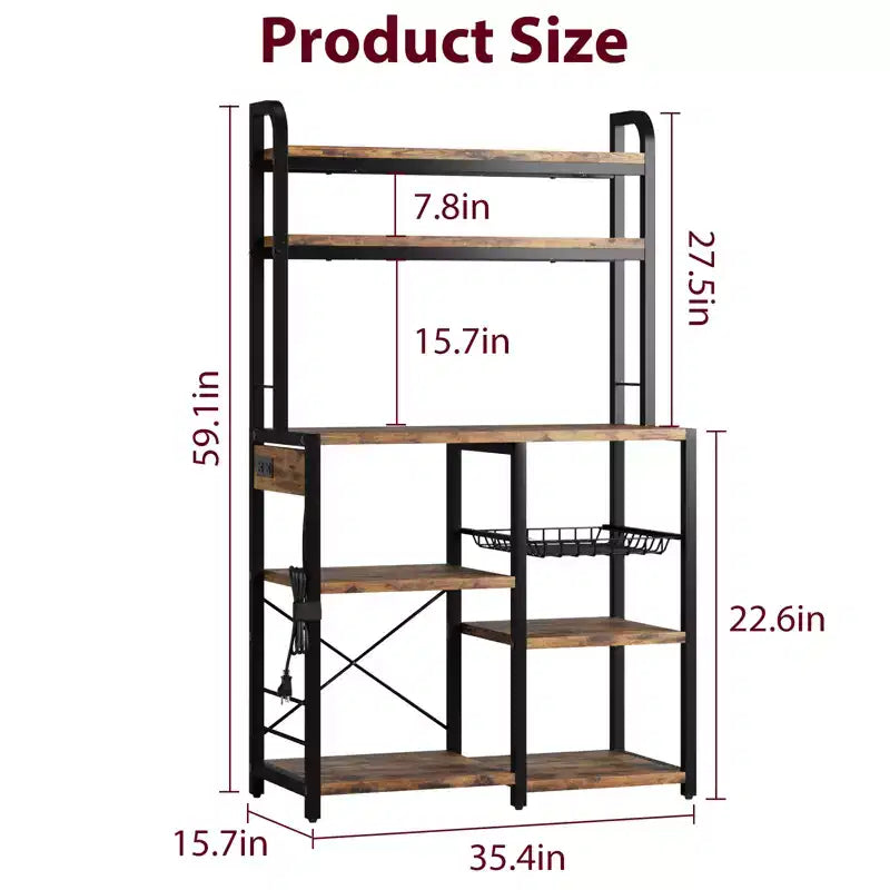 Étagère de boulanger, support de micro-ondes avec étagère de rangement à 6 niveaux, table de buffet de cuisine avec grand rangement, support de micro-ondes industriel