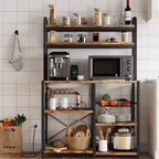 Étagère de boulanger, support de micro-ondes avec étagère de rangement à 6 niveaux, table de buffet de cuisine avec grand rangement, support de micro-ondes industriel