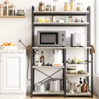 Étagère de boulanger, support de micro-ondes avec étagère de rangement à 6 niveaux, table de buffet de cuisine avec grand rangement, support de micro-ondes industriel