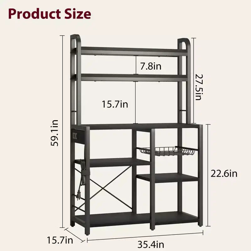 Étagère de boulanger, support de micro-ondes avec étagère de rangement à 6 niveaux, table de buffet de cuisine avec grand rangement, support de micro-ondes industriel