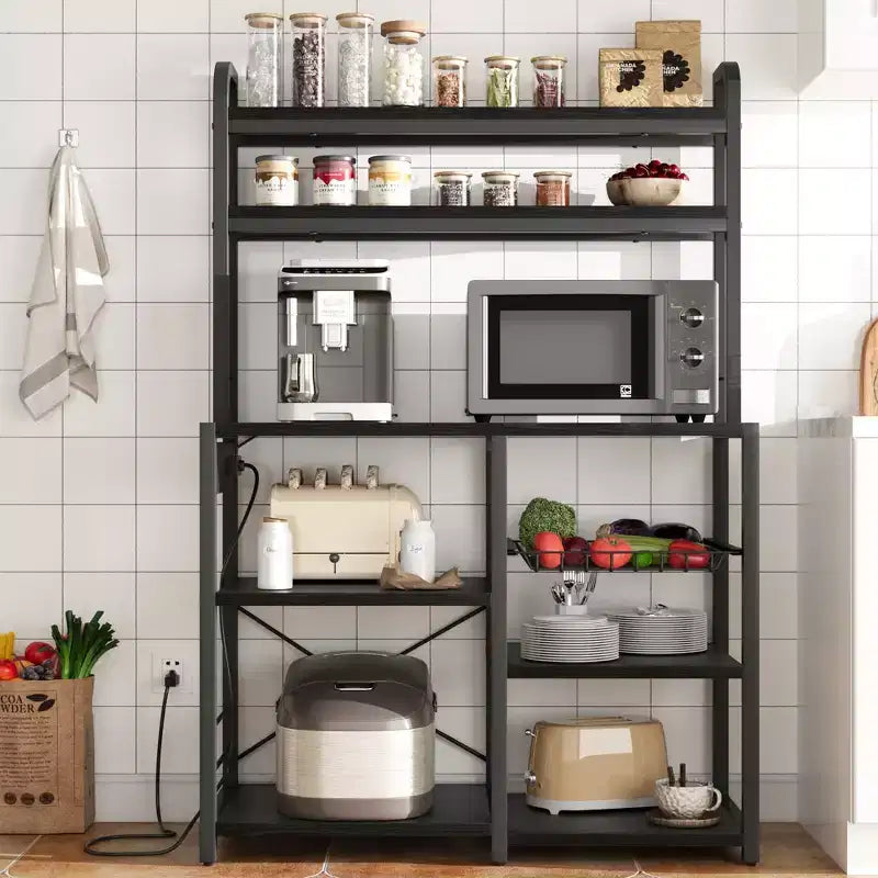 Étagère de boulanger, support de micro-ondes avec étagère de rangement à 6 niveaux, table de buffet de cuisine avec grand rangement, support de micro-ondes industriel