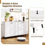 Costway Buffet, bahut de salle à manger moderne du milieu du siècle, meuble de rangement à 4 portes, 127 cm, armoire d'appoint marron/blanc
