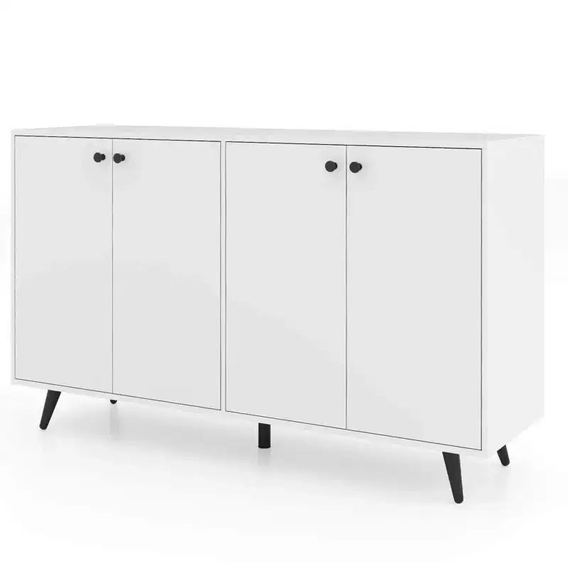Costway Buffet, bahut de salle à manger moderne du milieu du siècle, meuble de rangement à 4 portes, 127 cm, armoire d'appoint marron/blanc