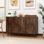 Costway Buffet, bahut de salle à manger moderne du milieu du siècle, meuble de rangement à 4 portes, 127 cm, armoire d'appoint marron/blanc