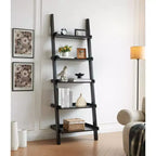 MAYEERTY 5 Shelves Bookshelf Ladder Popular Modern Multidepth with Rounded Shelf Barrier Corners