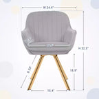 Fauteuil pivotant Hyleory moderne en velours brossé gris clair avec pieds en métal pour le salon