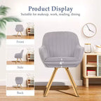 Fauteuil pivotant Hyleory moderne en velours brossé gris clair avec pieds en métal pour le salon