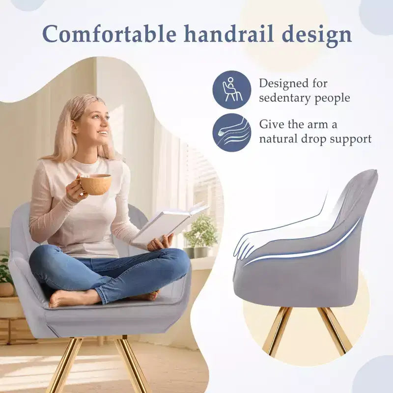 Fauteuil pivotant Hyleory moderne en velours brossé gris clair avec pieds en métal pour le salon