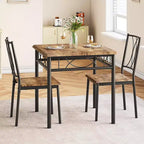 Ensemble de salle à manger compact 3 pièces pour 2 personnes, table de cuisine carrée avec chaises rembourrées, ensemble dînette peu encombrant pour petites cuisines et appartements