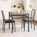 Ensemble de salle à manger compact 3 pièces pour 2 personnes, table de cuisine carrée avec chaises rembourrées, ensemble dînette peu encombrant pour petites cuisines et appartements