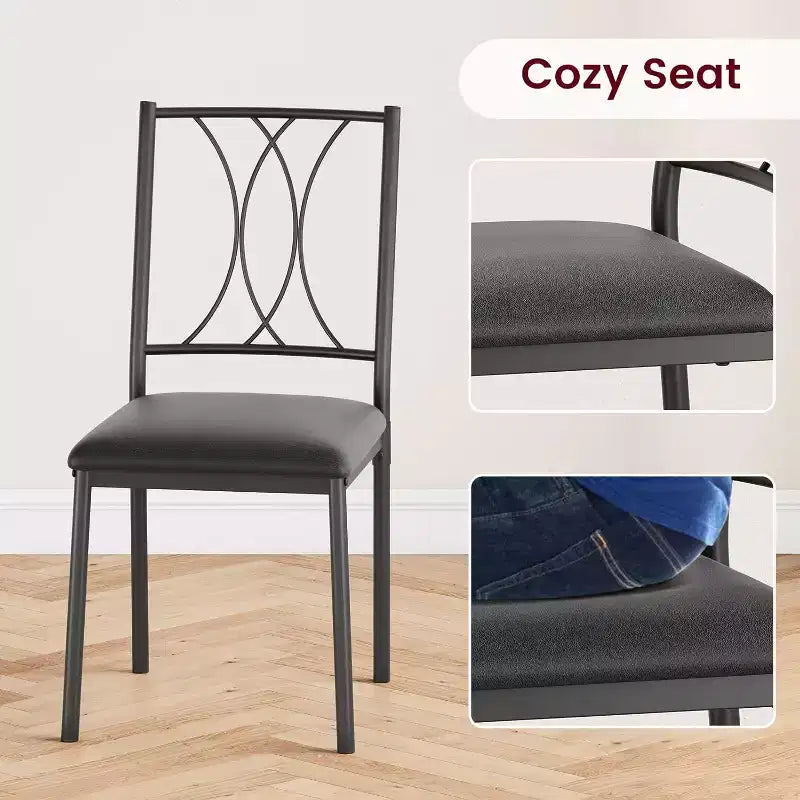 Ensemble de salle à manger compact 3 pièces pour 2 personnes, table de cuisine carrée avec chaises rembourrées, ensemble dînette peu encombrant pour petites cuisines et appartements