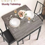 Ensemble de salle à manger compact 3 pièces pour 2 personnes, table de cuisine carrée avec chaises rembourrées, ensemble dînette peu encombrant pour petites cuisines et appartements