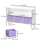 MAYEERTY Étagère à Livres pour Enfants avec Tiroirs en Tissu Pliables Meuble de Rangement pour Jouets Organisateur Blanc et Violet