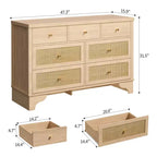 Commode de chambre à 7 tiroirs, commode en bois de 120 cm de large, meuble TV, organisateur de rangement autoportant