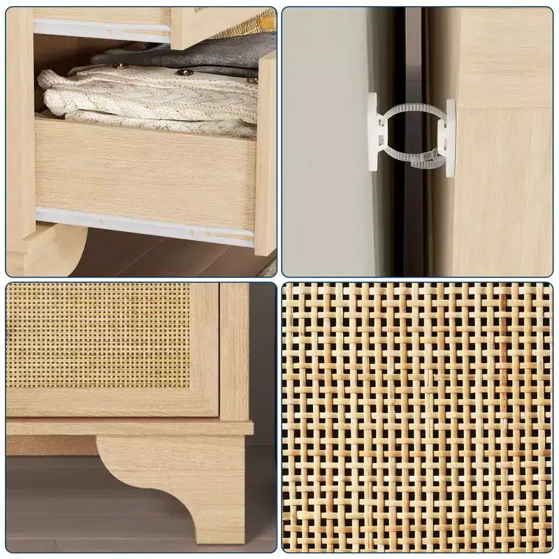 Commode de chambre à 7 tiroirs, commode en bois de 120 cm de large, meuble TV, organisateur de rangement autoportant