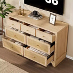 Commode de chambre à 7 tiroirs, commode en bois de 120 cm de large, meuble TV, organisateur de rangement autoportant