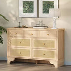 Commode de chambre à 7 tiroirs, commode en bois de 120 cm de large, meuble TV, organisateur de rangement autoportant