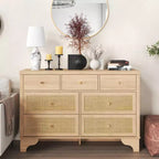 Commode de chambre à 7 tiroirs, commode en bois de 120 cm de large, meuble TV, organisateur de rangement autoportant