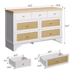 Commode de chambre à 7 tiroirs, commode en bois de 120 cm de large, meuble TV, organisateur de rangement autoportant
