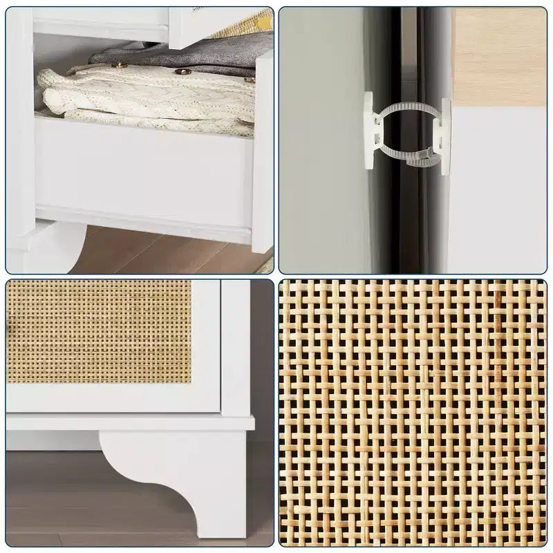 Commode de chambre à 7 tiroirs, commode en bois de 120 cm de large, meuble TV, organisateur de rangement autoportant