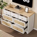 Commode de chambre à 7 tiroirs, commode en bois de 120 cm de large, meuble TV, organisateur de rangement autoportant