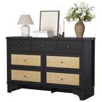 Commode de chambre à 7 tiroirs, commode en bois de 120 cm de large, meuble TV, organisateur de rangement autoportant