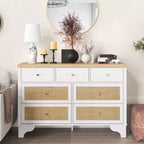 Commode de chambre à 7 tiroirs, commode en bois de 120 cm de large, meuble TV, organisateur de rangement autoportant