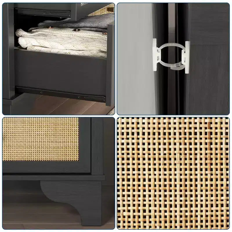 Commode de chambre à 7 tiroirs, commode en bois de 120 cm de large, meuble TV, organisateur de rangement autoportant