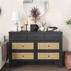 Commode de chambre à 7 tiroirs, commode en bois de 120 cm de large, meuble TV, organisateur de rangement autoportant