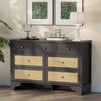 Commode de chambre à 7 tiroirs, commode en bois de 120 cm de large, meuble TV, organisateur de rangement autoportant