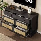 Commode de chambre à 7 tiroirs, commode en bois de 120 cm de large, meuble TV, organisateur de rangement autoportant