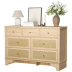 Commode de chambre à 7 tiroirs, commode en bois de 120 cm de large, meuble TV, organisateur de rangement autoportant