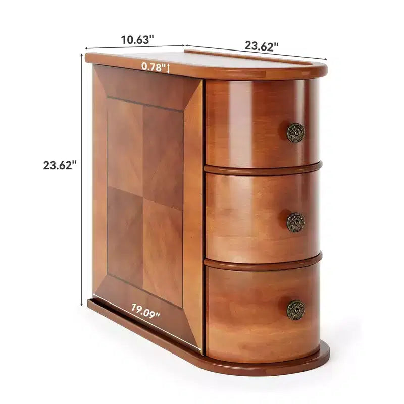 Table d'appoint étroite en bois de noyer avec 2 tiroirs