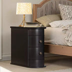 Wood Tall Walnut End Table Narrow Side Table Nightstand with 2 Drawers