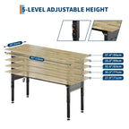 Établi réglable en bois d'hévéa pour la maison, le bureau, l'atelier, durable et polyvalent