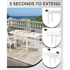 Table à manger de terrasse extensible pour 4 à 6 personnes, table d'extérieur réglable en aluminium de 80 à 160 cm, idéale pour le jardin, le porche, la terrasse et les réceptions en plein air