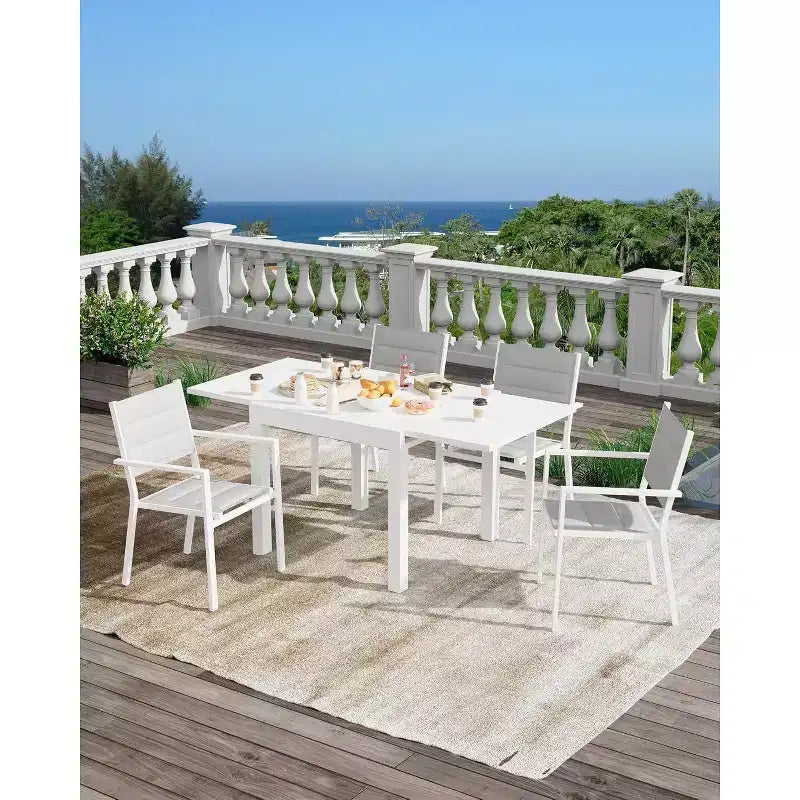 Table à manger de terrasse extensible pour 4 à 6 personnes, table d'extérieur réglable en aluminium de 80 à 160 cm, idéale pour le jardin, le porche, la terrasse et les réceptions en plein air