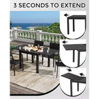 Table à manger de terrasse extensible pour 4 à 6 personnes, table d'extérieur réglable en aluminium de 80 à 160 cm, idéale pour le jardin, le porche, la terrasse et les réceptions en plein air