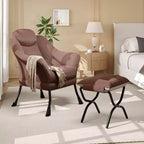 Fauteuil confortable GustoWave avec repose-pieds pliant, fauteuil de lecture en velours pour adultes, meuble d'appoint compact
