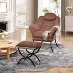 Fauteuil confortable GustoWave avec repose-pieds pliant, fauteuil de lecture en velours pour adultes, meuble d'appoint compact