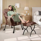 Fauteuil confortable GustoWave avec repose-pieds pliant, fauteuil de lecture en velours pour adultes, meuble d'appoint compact
