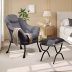Fauteuil confortable GustoWave avec repose-pieds pliant, fauteuil de lecture en velours pour adultes, meuble d'appoint compact