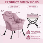 Fauteuil confortable GustoWave avec repose-pieds pliant, fauteuil de lecture en velours pour adultes, meuble d'appoint compact