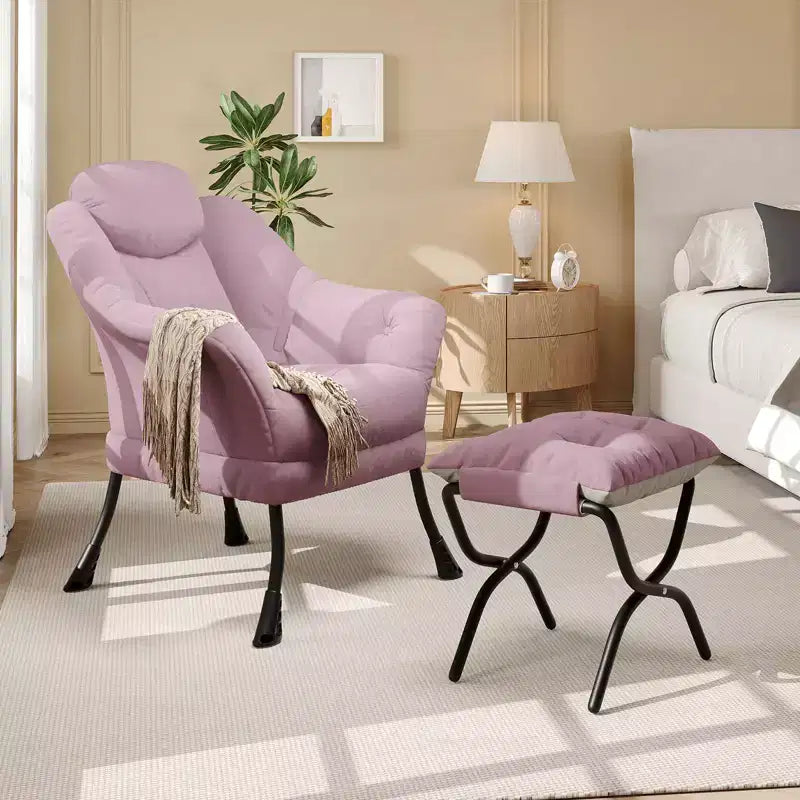 Fauteuil confortable GustoWave avec repose-pieds pliant, fauteuil de lecture en velours pour adultes, meuble d'appoint compact