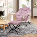 Fauteuil confortable GustoWave avec repose-pieds pliant, fauteuil de lecture en velours pour adultes, meuble d'appoint compact
