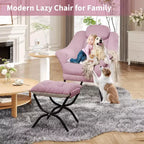 Fauteuil confortable GustoWave avec repose-pieds pliant, fauteuil de lecture en velours pour adultes, meuble d'appoint compact