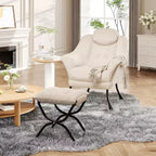Fauteuil confortable GustoWave avec repose-pieds pliant, fauteuil de lecture en velours pour adultes, meuble d'appoint compact